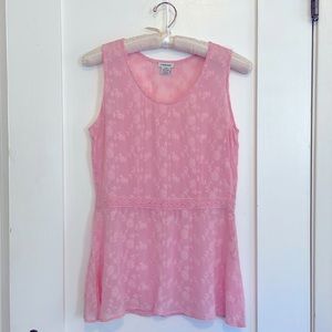 J. Peterman, light pink sleeveless sheer blouse